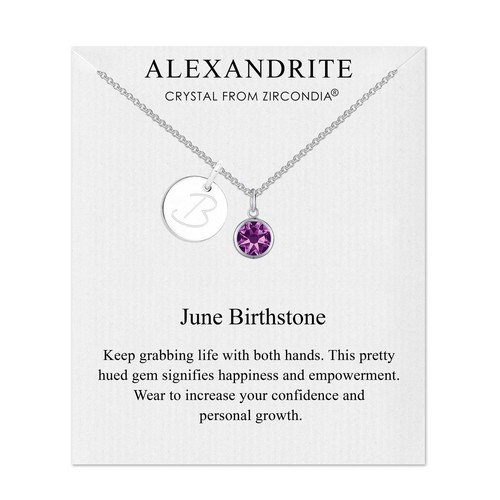 June (Alexandrite) Birthstone Necklace with Initial Charm (A to Z) Created with - 第 14/38 張圖片