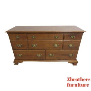 Ethan Allen Chippendale Nutmeg Heirloom Low Dresser Chest On Chest
