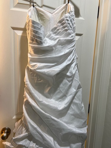 Dalia MacPhee trägerloses Taft Stufen Meerjungfrau Rüschen weiß Brautkleid Kleid!! - Bild 4 von 11