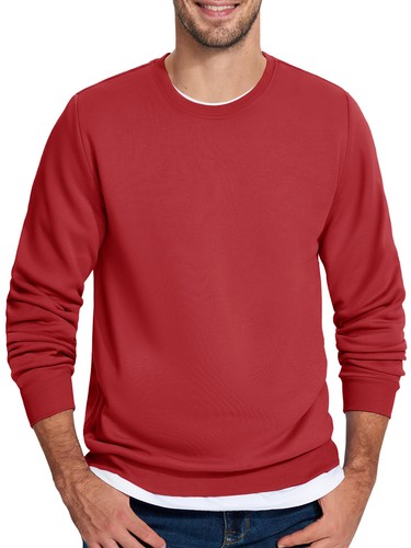 Men's Long Sleeve Crewneck Sweatshirt Winter Casual Warm Fleece Lined Pullover - Picture 112 of 145