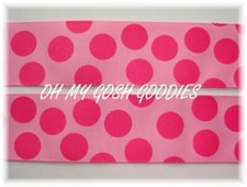 LAST 2 - 3 YARDS - 1.5 SHOCKING PINK JUMBO DOTS EASTER GROSGRAIN RIBBON