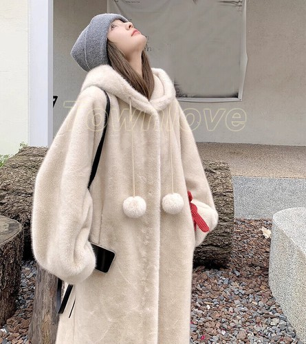 Winter Women's Hooded Faux Mink Fur Coats Overcoat Casual Thick Party Outwear - Bild 13 von 26
