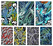7 "Elements" Tattoo Flash,11x17 New for 2018