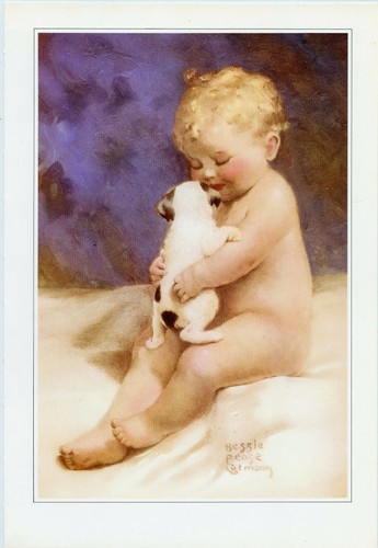 Tommy and Puppy Bookplate Art Print Painted by Bessie Pease Gutmann –Wall Art 10
