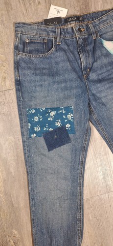 Ralph Lauren 6 (28 Waist) Boyfriend Taper Non Stretch Patchwork Jeans - Bild 3 von 16