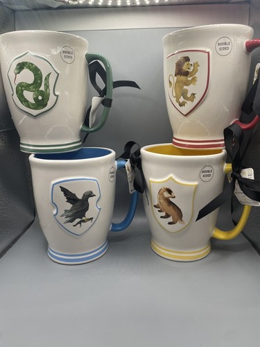 Lot de 4 tasses double face Rae Dunn Harry Potter toutes maisons Poudlard NEUF DESIGN !!