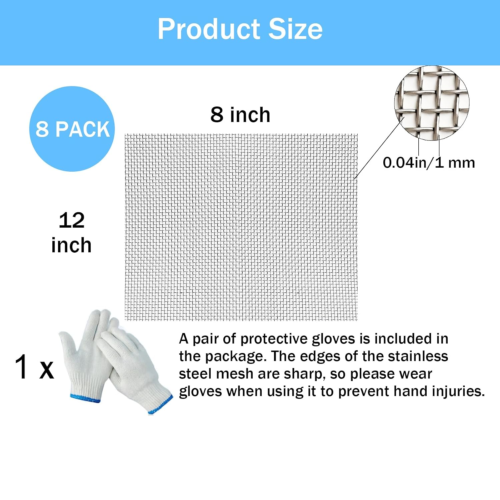20 Mesh 304 Stainless Steel Mesh Screen - 8PCS 12"X8"(30Cmx21Cm) Fine Wire Mesh - Picture 2 of 12