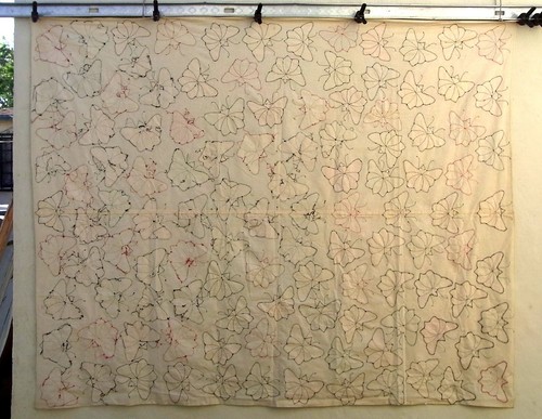 Vintage 30er 40er Schmetterling Applikation Quilt Top oder Tagesdecke handgenäht Futtersack - Bild 20 von 24