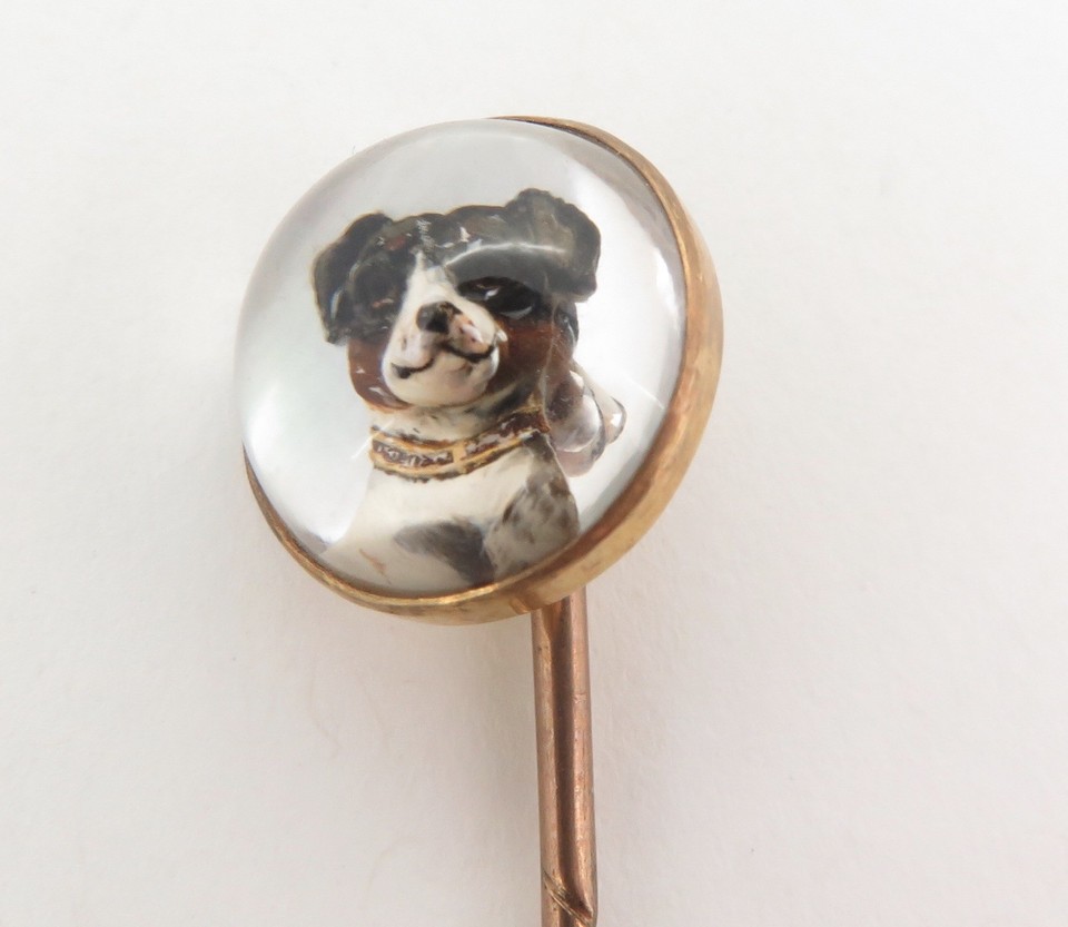 .Antique Victorian Reverse Intaglio Essex Crystal Jack Russell Gold ...