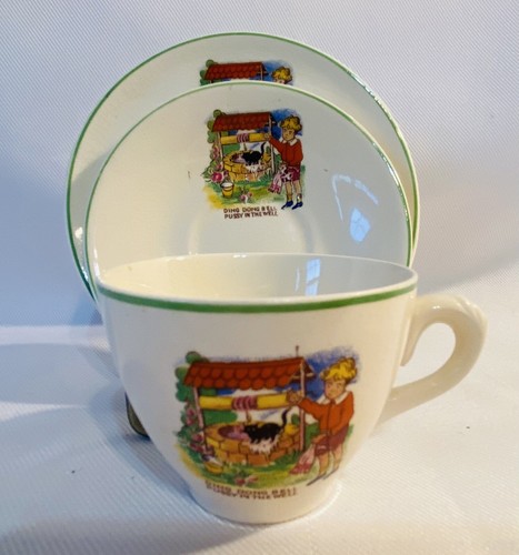 Vtg Ellar Nursery Rhymes Child Tea Set Made In England 15 PCs In Original Box - Picture 4 of 15