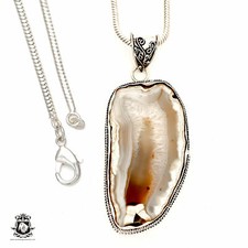 3.22 Inch Czech Republic PETRIFIED Wood STALACTITE Pendant 4mm Snake Chain V1778