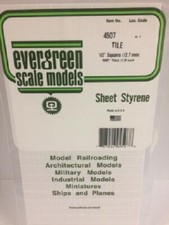 Evergreen  4507 Styrene Square Tile - .040 x 6 x 12" .1 x 15.2 x 30.5cm A MIB