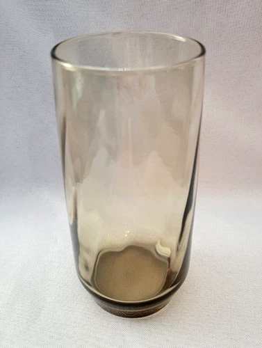SET OF 4 VTG LIBBEY SMOKE BROWN SWIRL TUMBLERS 14 OZ 6"