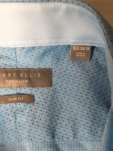 Perry Ellis Premium Slim Fit Oberhemd Herren Größe 16 1/2 34/35 blau - Bild 8 von 13