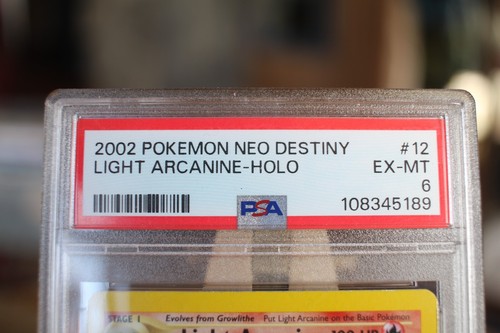 2002 NEO DESTINY LIGHT ARCANINE-HOLO PSA 6 SLABBED - Picture 4 of 7