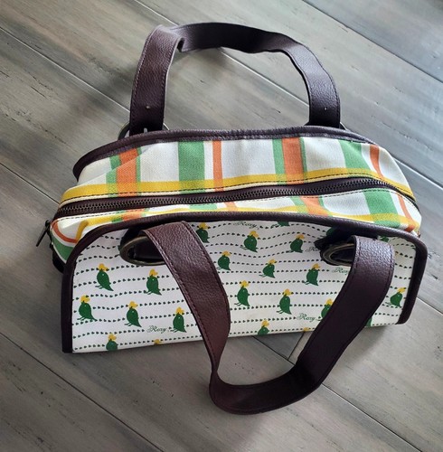 Pair Of Vtg Roxy Y2K 90s Logo Bird Print Satchel Mini Duffle Canvas Purse Totes - Picture 19 of 21