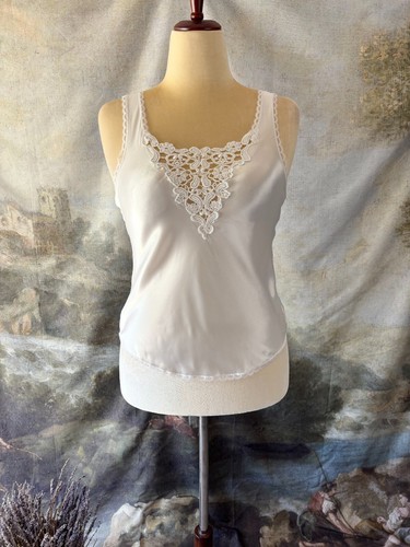 Vintage 80s White Cinema Etoile Camisole Tank Top Romantic Fairycore Whimsical P - Picture 2 of 10