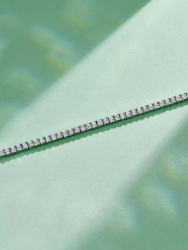 Women's Bracelet 3 Ct Round Cut Moissanite Pass Tester 14K White Gold Plated