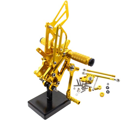 FXCNC Adjustable Rearsets Footpegs Footrest Pedals For CBR600 F4 2001-2004 Gold - Picture 3 of 11