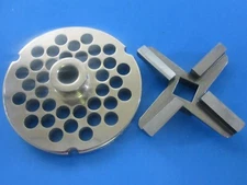 #32 x 3/8" (10 mm) sausage grind holes w/ HUB Meat Grinder Plate & Heavy KNIFE