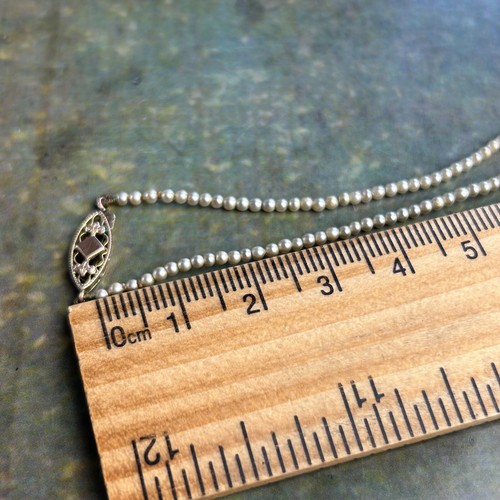 Vintage 9K 375 9CT Gold Graduated Imitation Seed Pearl Choker Necklace 41cm 16" - Picture 5 of 13