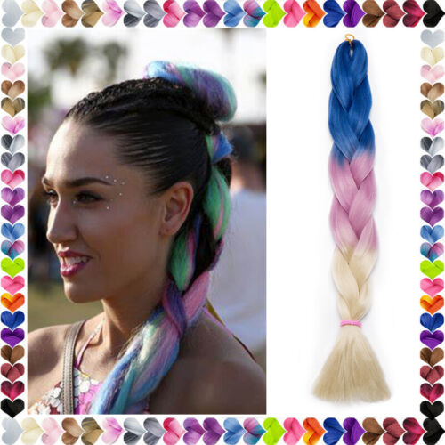 Capelli artificiali jumbo trecce all'uncinetto estensioni capelli intrecciati rasta festival intreccio fai da te - Foto 79 di 80