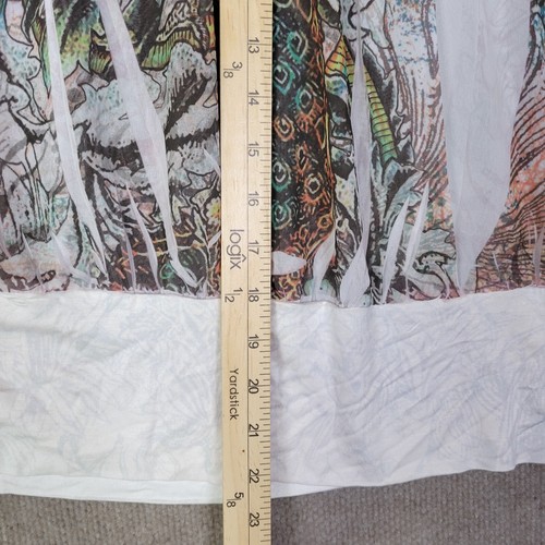 MOA MOA Bluse Damen XL weiß Tunika Koi Fisch Grafik bunt Plissee Rüschen - Bild 6 von 8