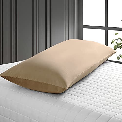 2 Pack Body Pillowcases, 1800 Thread Count Body(20"x54")-2 Pack Beige - Imagen 5 de 7