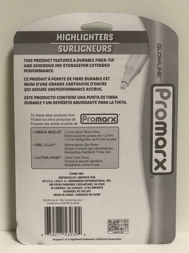 Promarx Glowline Multi-Color Highlighters 8-Ct Pkg Bright Back to School 2 Pkgs - Picture 4 of 4
