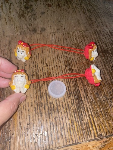 2 PC Red Doll Head ELASTIC PONYTAIL HOLDER JUMBO BEADS GIRL HAIR KNOCKER BALL - Picture 5 of 7