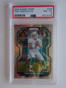 2020 Panini Prizm #339 TUA TAGOVAILOA  Miami Dolphins RC Rookie PSA 8 NM MINT