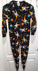 boys SPACE FLEECE SLEEPER 1 PC PAJAMA SMALL 5/6 black footed sleepwear