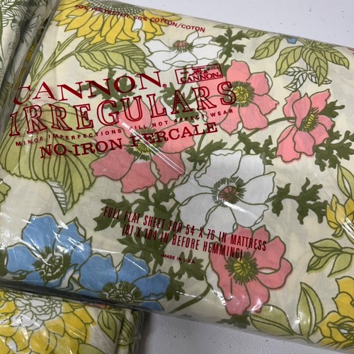 Vintage Cannon Irregulars Full Size Lakenset Spannbetttuch Flache Kissen Retro Blumen MCM - Bild 7 von 8