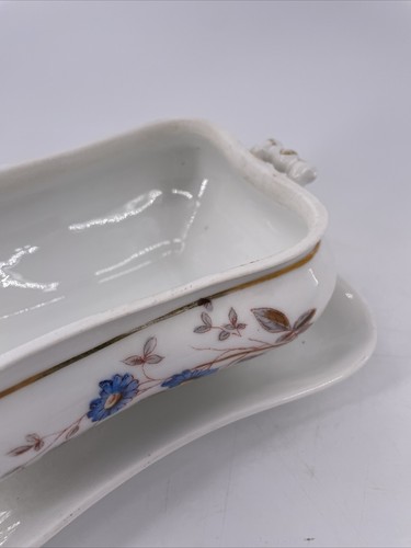1446 Marx & Gutherz Carlsbad, Austria Tureen w/ Underplate Pink Blue Floral VTG - Picture 5 of 10