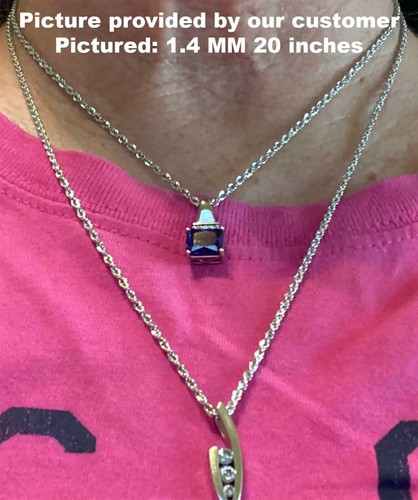 14K Weißgold Seil Kette Halskette, 16" 18" 20" Zoll, 1,5 mm 2 mm breit - Bild 3 von 6