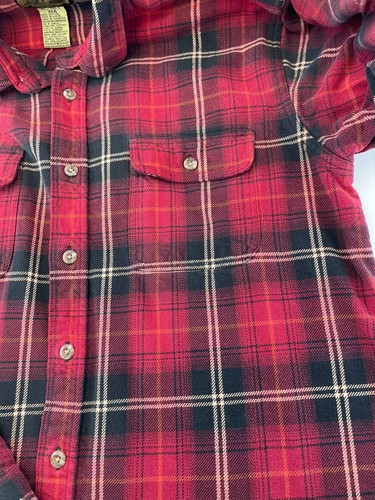 Field and Stream Red and Black Plaid Flannel Button Up Shirt XL TALL Mens - Picture 4 of 12