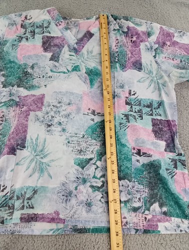 Barco Vintage Scrub Top Size XXL, Retro Floral Faded USA SG144 - Picture 4 of 8