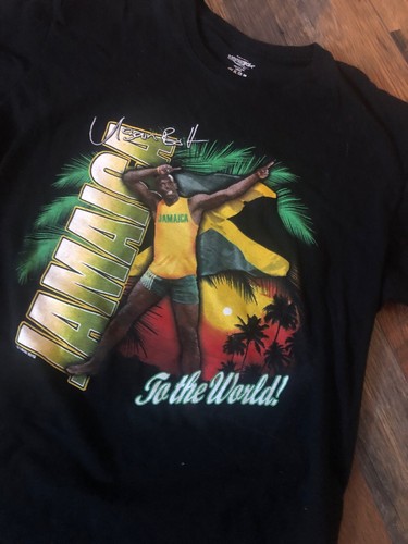 Usain Bolt T-Shirt Men L Black S/S To the World Crewneck Front Print Graphic Tee - Picture 5 of 7