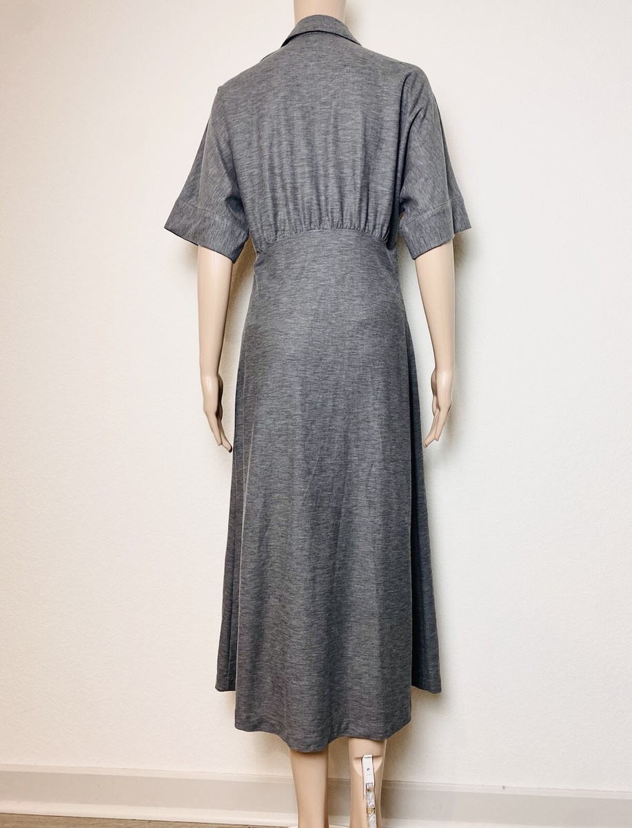 Massimo Dutti Womens Small Shirt Dress Full Length Gray