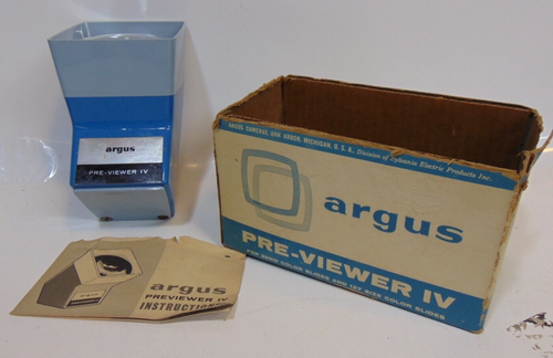 Slide Pre-Viewer IV Vintage Argus Portable for 35mm & 127 Color Slides Orig Box