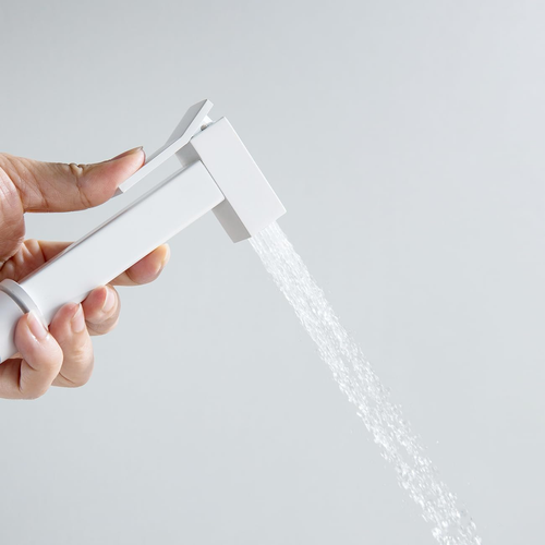 White Color Concealed Warm Water Bidet Sprayer for Toilet with Hot and Cold Bras - Picture 3 of 12
