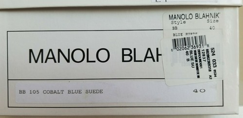 MANOLO BLAHNIK BB 105 MM CLASSIC BLUE SUEDE ROUND TOE PUMPS EU 40 I LOVE SHOES - Picture 7 of 7