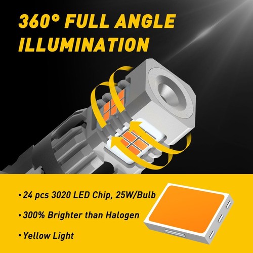 3157 3156 LED Amber Yellow Turn Signal Indicator Blinker High Power Light Bulbs - Picture 4 of 8
