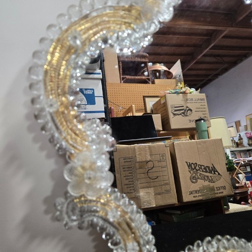 Vintage 1950s Murano Glass Venetian Mirror | Italian Hand-Blown Vanity Wall Deco - Picture 4 of 14
