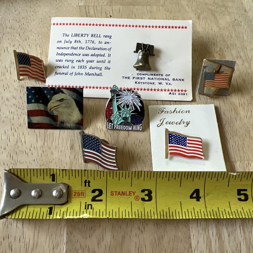 Lotto Vintage USA 🇺🇸 Let Freedom Ring/Veteran’s Liberty Bell/Flag Spille - Foto 2 di 9