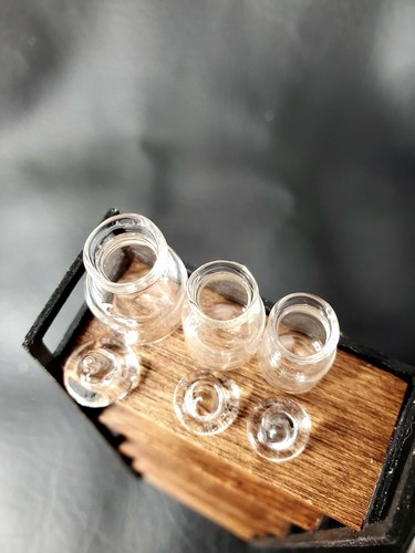 LOT Set of 3 Empty Glass Jars Lids 1:12 Dollhouse Miniature Canning Kitchen Food - Picture 2 of 3