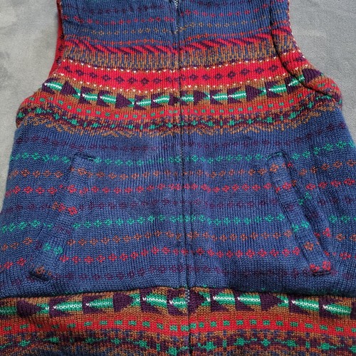 Vtg 80s Riddles Youth Med Quilt Puffer Fair Isle Reversible Vest Jacket Winter - Picture 6 of 9