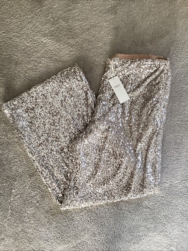BNWT M&S CHAMPAGNE SEQUIN PULL ON TROUSERS SIZE 20 SHORT RRP £49.50 - Picture 2 of 6