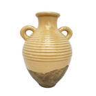 Southern Living at Home Tuscan Verona Yellow Olive Jar Vase Two Handles Ribbed