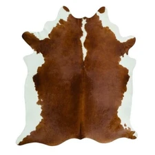 BRAZILIAN COWHIDE LEATHER RUG NATURAL AREA CARPET - Medium 6' x 6.5'